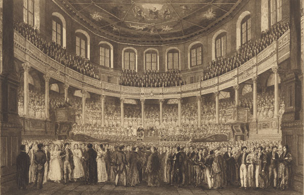 Interior of Sheldonian in c.1800