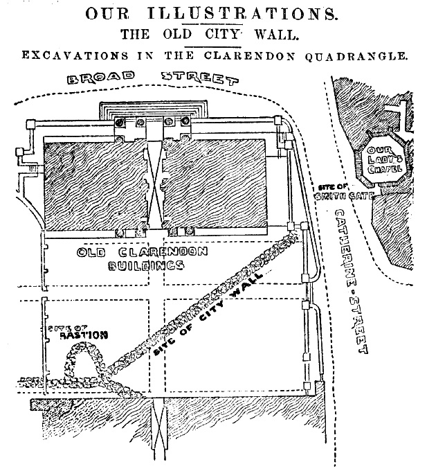 Route of wall behind the Clarendon Building
