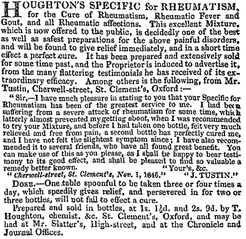 Cure for rheumatism