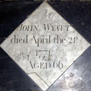 Memorial to John Wyatt in St Mary the Virgin Church