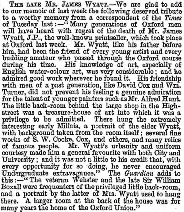 James Wyatt junior obituary