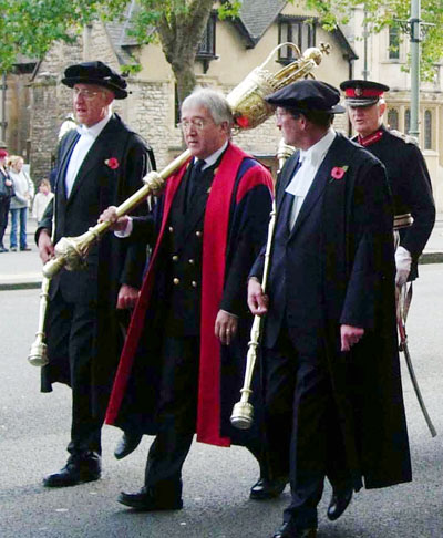 A mace and two staves