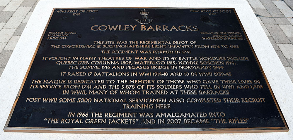 Top of plinth at Cowley Barracks