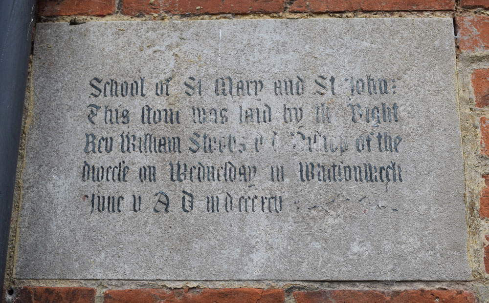 Ss Mary & John School foundation stone