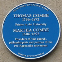 Blue plaque to Thomas Combe
