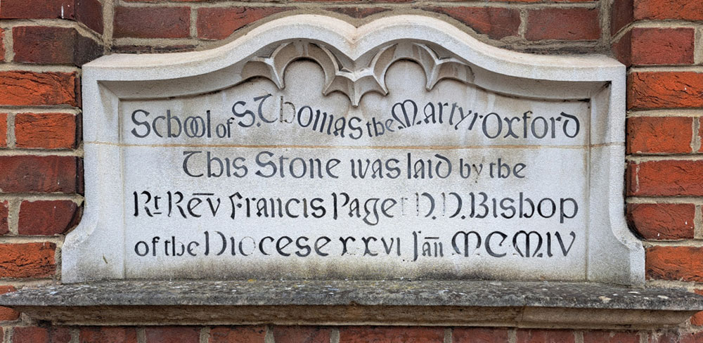 St Thomas's School foundation stone
