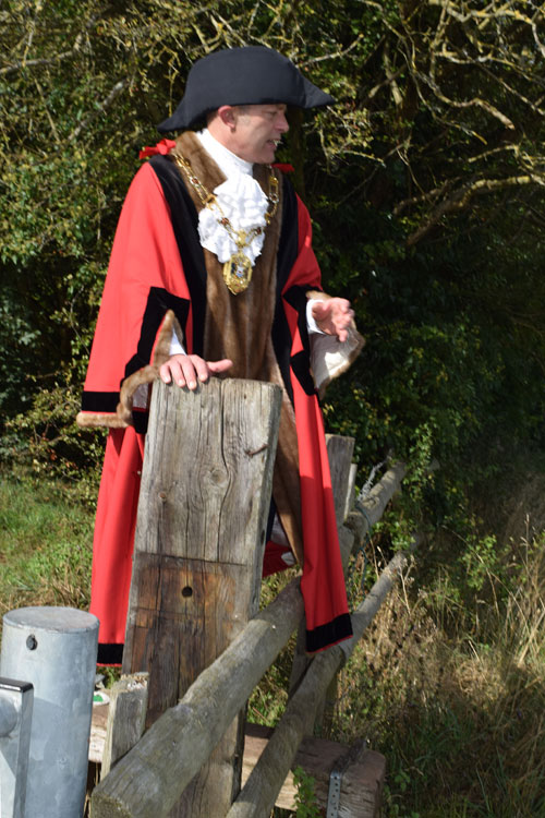 Lord Mayor climbing stile