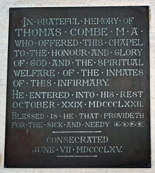 Plaque in St Luke's Chapel