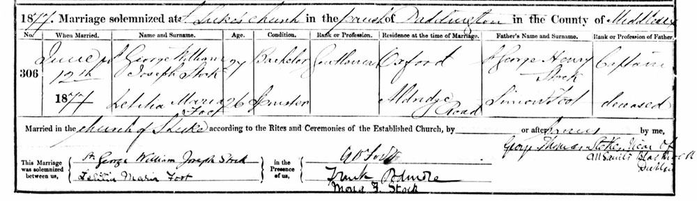 Letitia Foot marriage