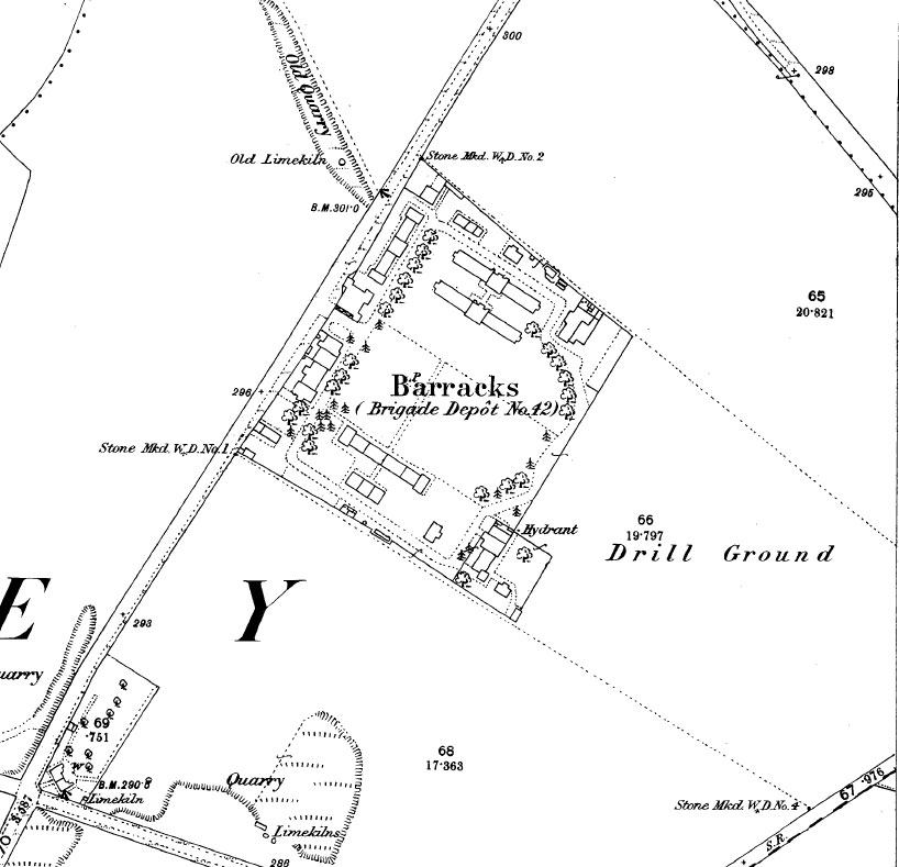 1878 map showing Cowley Barracks