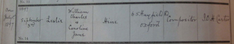 Leslie Hine's baptism