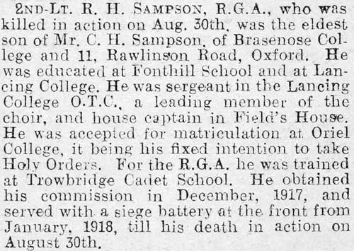 Obituary of Ronald Sampson